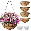 Karlliu 4 Pack 12 Inch Hanging Planters for Outdoor Plants Metal Watering Flower Baskets with Coco Liner for Hanging Pot Round Plant Holders Planter for Outside Garden Decoration