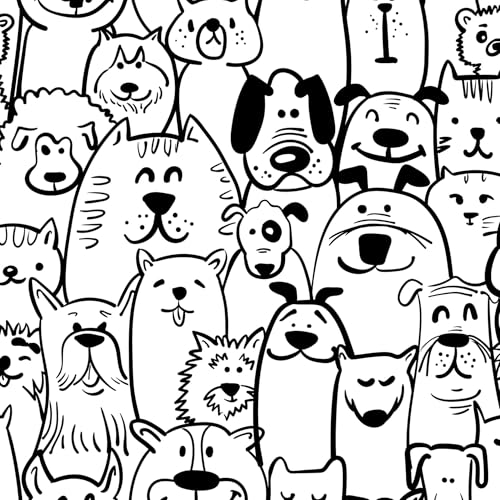 CiCiwind iCiwind Papier Peint Autocollant 44CMx6M Étanche Pour Meubles Papier Peint Autocollant Pour Chambre d'enfant Noir Chien et Mouton Film Adhésif en...