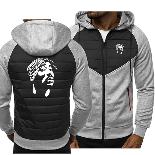  HARLSO Giacca da uomo con cappuccio e zip in pile per ABA-RTH Felpa invernale calda a maniche lunghe Sport Pullover caldo antivento Cappotto casual per uomo,E-M