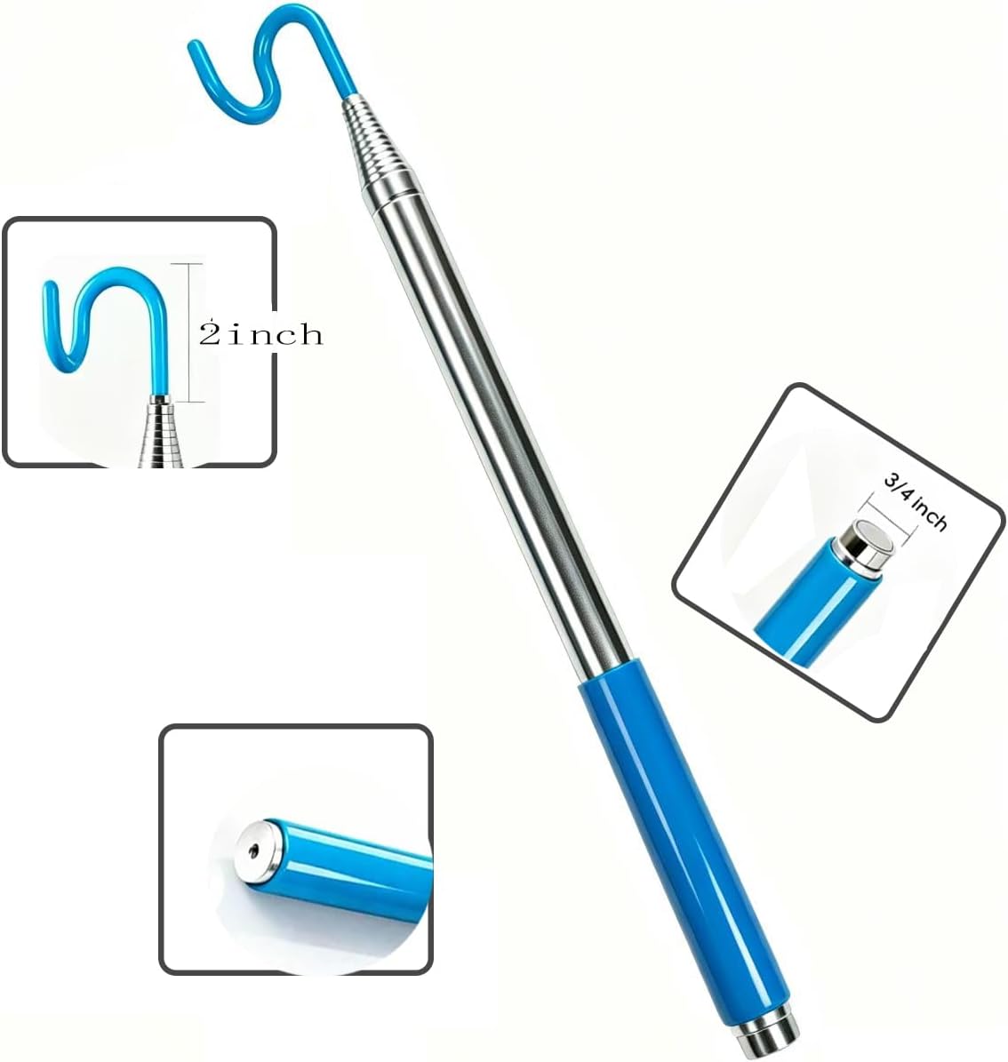 CKZYHHJ10 FT Telescoping Pickup Tool Magnetic Pole with Hook