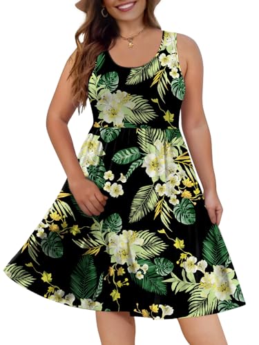 Image of DB MOON Womens 2026 Plus Size Tank Dresses Sleeveless Knee Length Sundress with Pockets