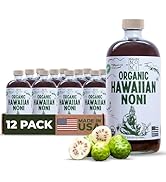 Healing Noni - 12-Pack Glass Bottle 32oz - 100% Pure Hawaiian Organic Noni Juice - All-Natural Un...