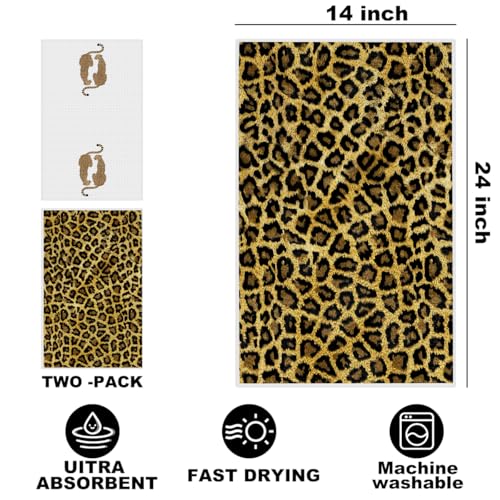 Image of Hanamiya Na 2 Pcs Trendy Cheetah Leopard Print Kitchen Towels 14x24 Inch, Cheetah Print Gifts for Women Dish Tea Towels, Leopard Decor Hand Towels for Home Kitchen Bathroom