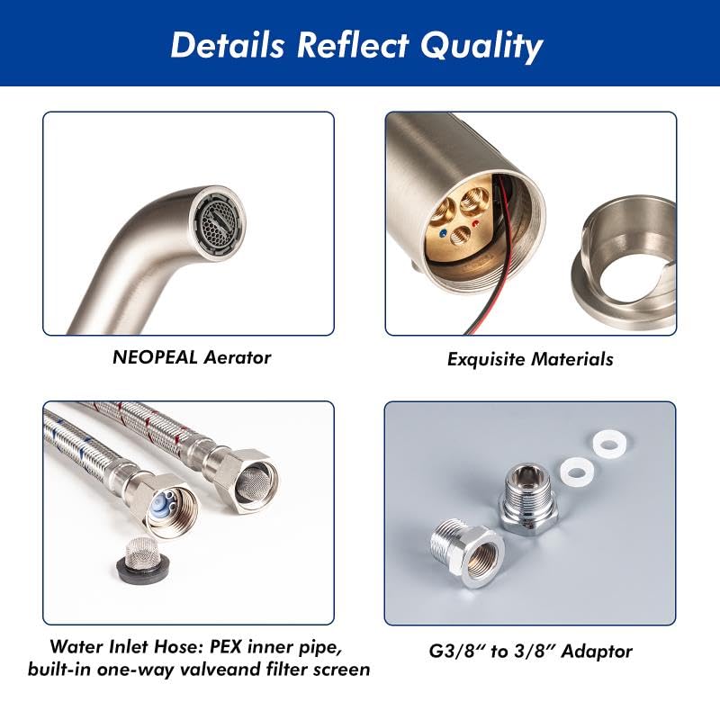 Llave de baño de níquel cepillado con sensor electrónico premium TS-5303N 4