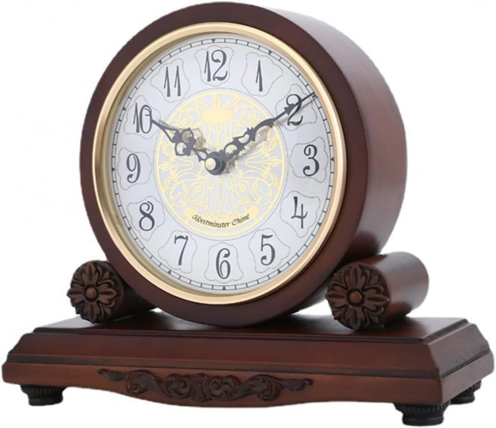 Mantel Clocks, Battery Opeed Silent Solid Wood Table Clock European Timekeeping Place Clock Living Room Decoion