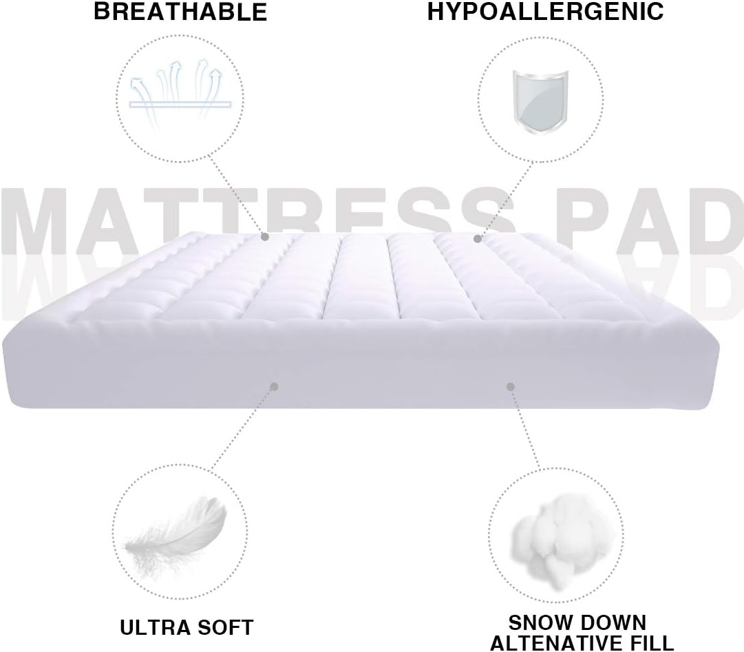 MINCOCO Ultra Thick(500GSM) Cotton Mattress Pad - Deep Pocket Mattress Cover (8"-22")- Overfilled Mattress Toppe