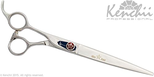 Vista 8 de Kenchii Five Star Offset Lefty - Tijeras profesionales de aseo para perros, juego de tijeras de 7 pulgadas con estuche, peso ligero, tijeras de aseo