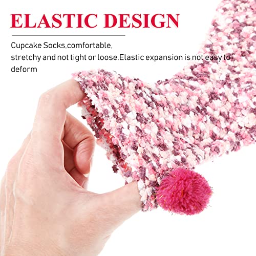 SATINIOR 8 Pairs Cupcake Socks for Women Fuzzy Fluffy Slipper Socks DIY Present Birthday Gift for Valentines Christmas2