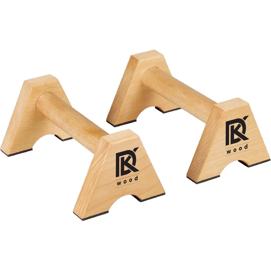 DK WOOD Beech Wood Non-Slip Push Up Stands for Men, Strength Training Equipment Calisthenics Parallettes Bars, Pushup Bars for Home Fitness, Gymnastics, Workouts, Calistenia-image-7