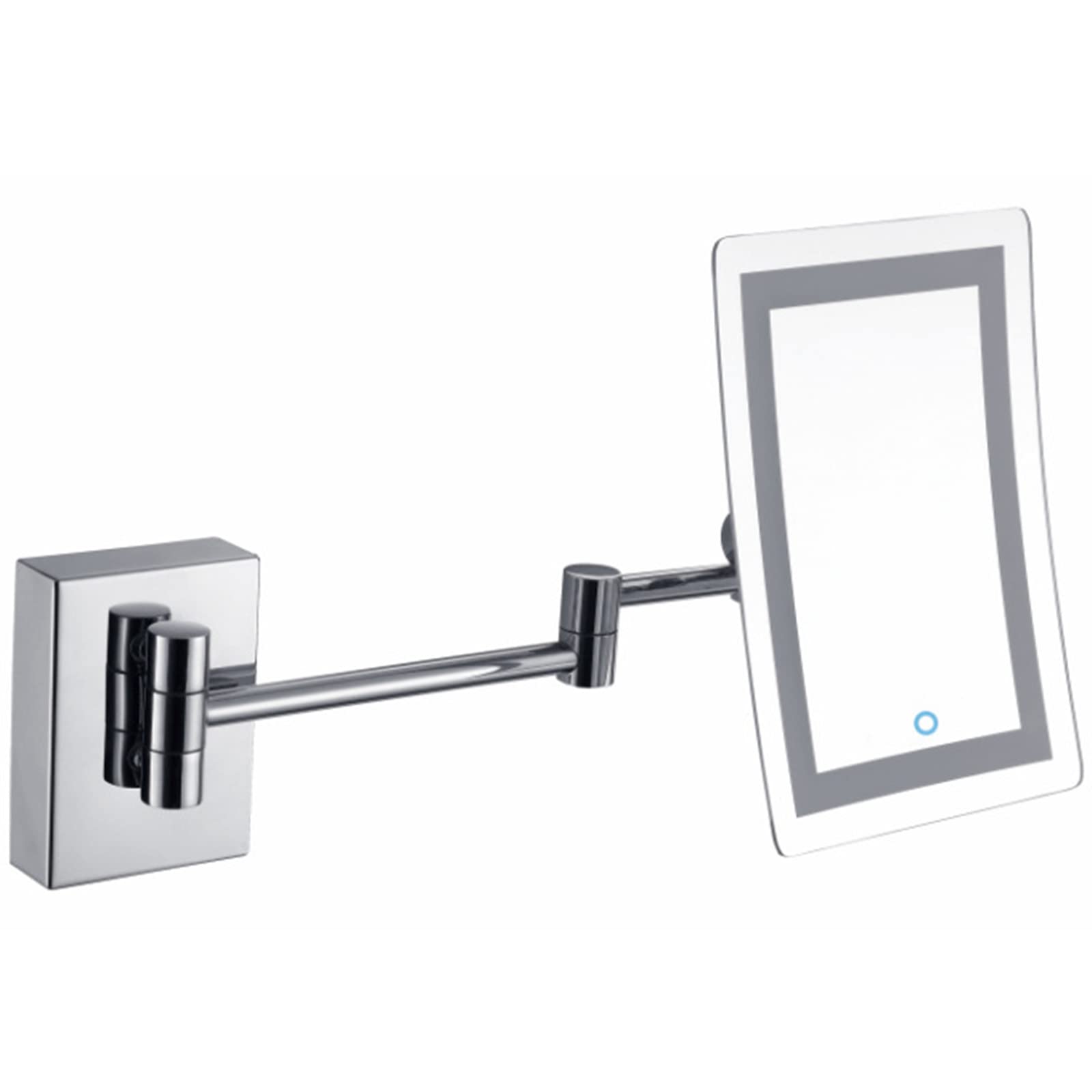 Miroir de salle de bain carré à LED chromé AMUCK extensible à intensité tactile