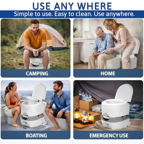Image of 24L Portable Western Flush Toilet for Camping Indoor Outdoor Commode Travel Toilet for Adults Patients Traveling Toilet Seat for Adult (White)