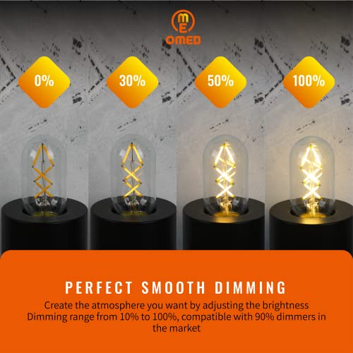 Omed Fishbone Led Filament Vintage Edison Light Bulbs, T45/T14 E26 4W Antique Tubular Edison Bulbs 40 Watt Equal, 400Lm 2700K Soft White Spiral Retro Tube Edison Bulbs, Clear Glass, 12 Pack #TOP3