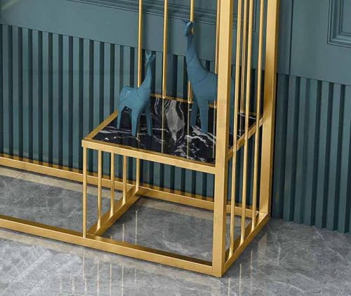 Image of ARTROCK Modern 3-Tier Console Table with Faux Marble Shelves, Gold Metal Frame, Narrow Entryway Sofa Table, Luxury Display Shelf Organizer for Living Room, Hallway, Bedroom & Office (White Gold)