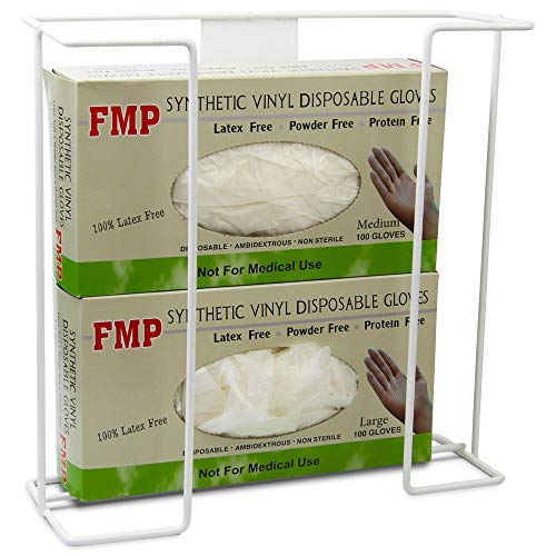 FMP Brands Double Wall Mount Glove Box Tissue Dispenser, 2 Wire Rack Disposable Napkin Holders, Durable Metal Organizer for Food Service, Lab, Office, Home