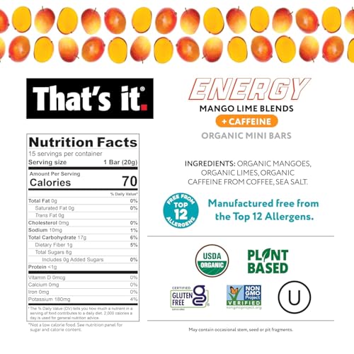 Image of That's it. Fruit Blends Energy Bar - 15 Count Variety Pack (5 each of Tropical Passion, Mango Lime, Pina Colada)
