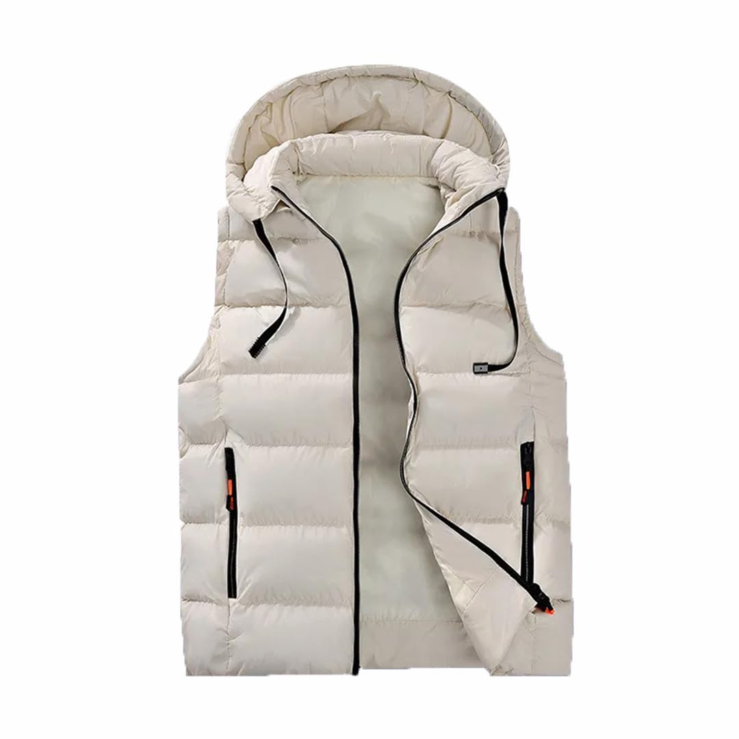 Gilet da uomo senza maniche in cotone con cerniera alla moda con cappuccio caldo collare casual capispalla
