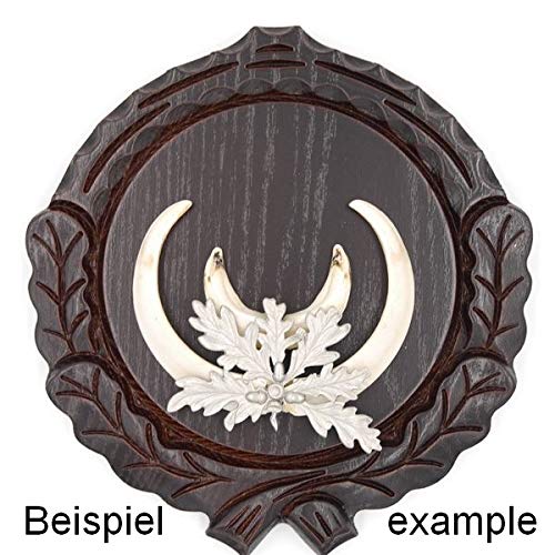 GTK - Juego de 5 placas de cuña talladas oscuras AF 14 cm con 5 hojas de roble de 6 hojas, tabla de cuñas, tabla de especias, cartel para trofeos