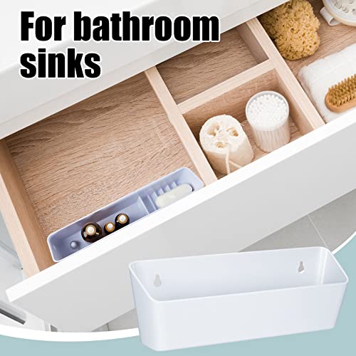 Image of Umigy 2 Pack 11 inch Kitchen Sink Tip Out Tray, False Drawer Front Flip Tray with Hinges & Clips, Sink Sponge Soap Organizer for Kitchen Bathroom, White