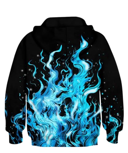 Image of Lovekider Youth Boys Hoodies Sweatshirt with Big Pocket 3D Black Blue Hooded Sweater Hip Hop Cool Sweatshirt for Fall Winter 11-13 Years Old