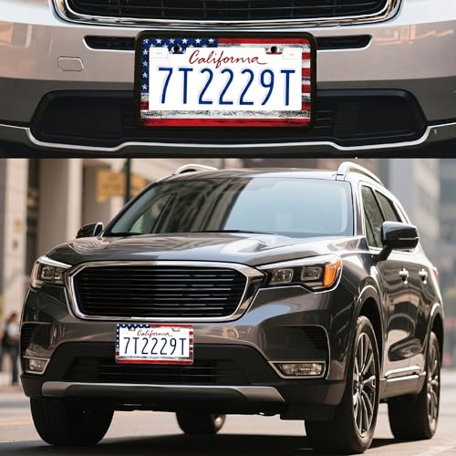 Image of American Flag License Plate Frame 2 Pack Patriotic Plate Holder