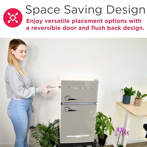 Frigidaire EFR840-Cream EFR840 Retro Mini Fridge with Freezer & Side Bottle Opener-Small 2 Door Refrigerator for Office Bar or College Dorm Room-3.1 Cu Ft (Cream) on Fridge.com