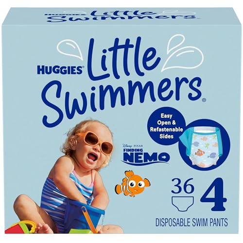Image of Huggies Little Swimmers Disposable Swim Diapers, Size 4 (24-34 lbs), 36 Ct (2 packs of 18), Packaging May Vary