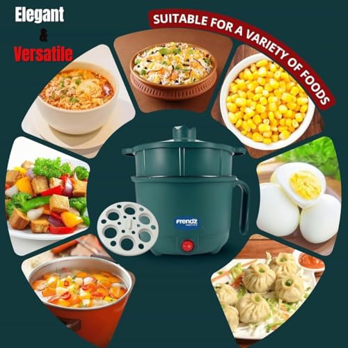 Image of MISCIBLE 1.5L Electric Multi-Function Food Warmer with Egg Tray & Steamer, Portable Mini Heating Kettle, 600W Travel Meal Maker with Auto Shut-Off & Boil Dry Protection for Soup, Noodles & Baby Food