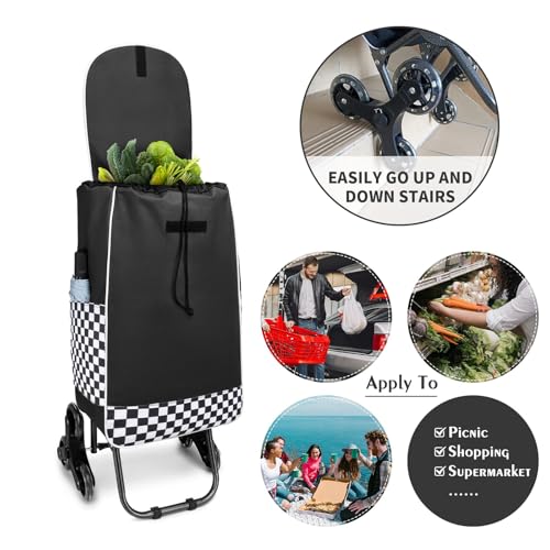 Kono Einkaufstrolley Einkaufswagen Stabiler Trolley Einkaufstrolley Klappbar 2 in 1 Abnehmbar Tasche...