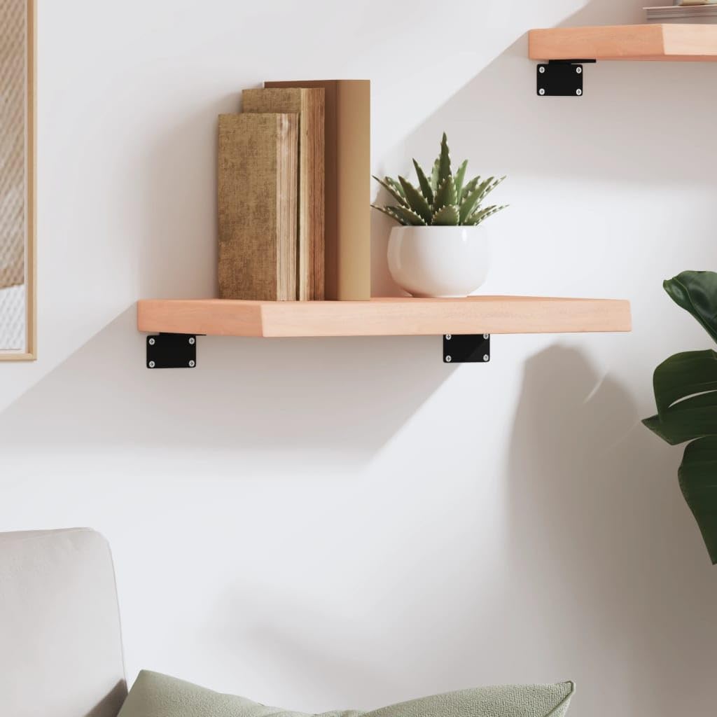 YUANCHUTOP Floating Shelves for Wall, Wood Bathroom Shelves Wall Mounted for Kitchen, Bedroom, 40x30cm Hanging Shelf Unit with Live Edge for Wall Home Decor Living Room