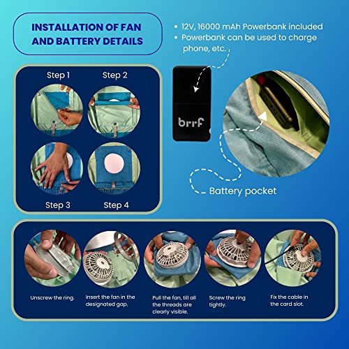 Image of Wearable Fan with 9 Blades Air-Conditioned Jacket, Cooling Jacket,Beat the Heat, Outdoor Activities, Battery Fan Set, 10000 mAh, 12 V, Unisex, Instant Cooling