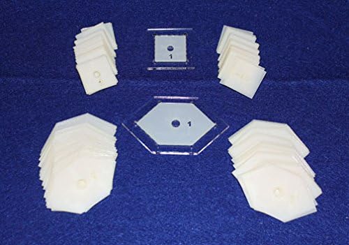 Mylar 1 Inch Square & 90 Degree Hexagon 102 Piece Set - Quilting/Sewing Templates