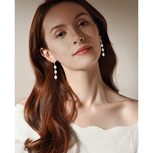 Long Pearl Earrings for Women 14K Gold Plated Sterling Silver Baroque Pearl Dangle Drop Earrings With Elegant Hook4
