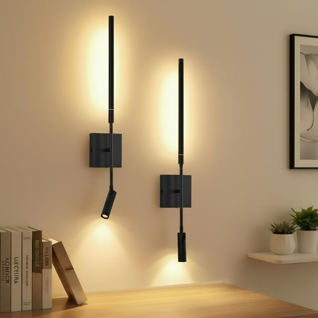2 Pack Battery Wall Lights No Wiring, 10000mAh Rechargeable Wall Sconces Electrician-Free, 3 CCT Dimmable LED Wall Lights with 360° Adjustable Beam, Timer & Memory Function, for Bedroom Living Room