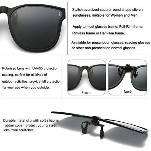 Long Keeper Oversized Polarized Clip On Sunglasses Women Men Classic Driving Fishing Flip Up Sunglasses Over Glasses4