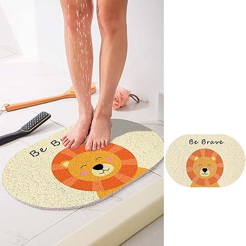 XWJOYW Alfombrilla de baño antimoho para bañera, Alfombrilla de Ducha Ovalada, Antideslizante, para Adultos Mayores y Mascotas, Alfombrilla de baño de lufa Suave de Secado rápido para Zonas húmedas
