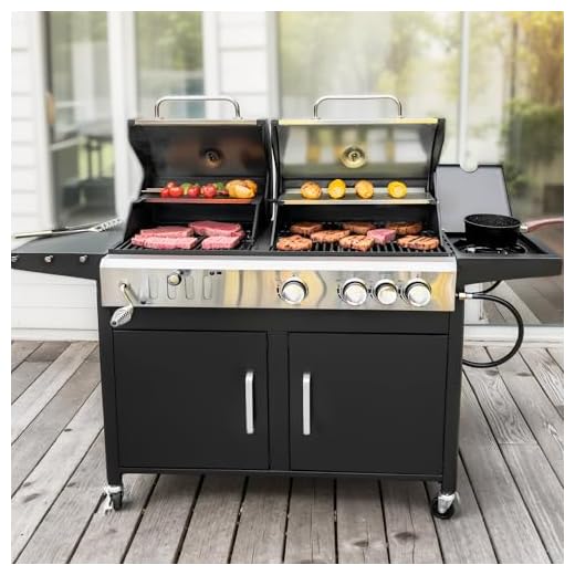 MFSTUDIO 3 In 1 Gas and Charcoal Grill Combo with Side Burner, Porcelain-Enameled Cast Iron Grate, Extra Large Dual-Function BBQ Propane Grills for Outdoor Barbecue Cooking, 690 SQIN Cooking Area