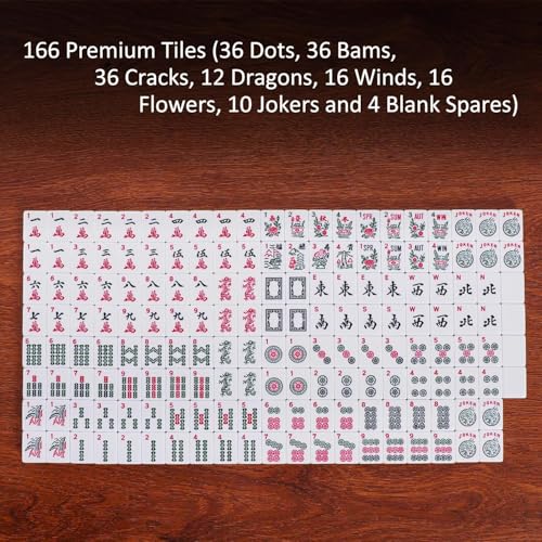 Juego de Mahjong Americano con 166 fichas y accesorios miniatura 6