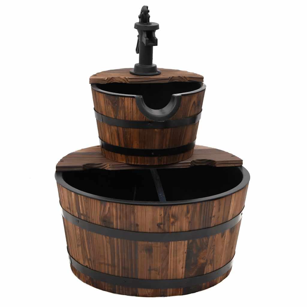 Fontana da giardino con pompa, 44,5 x 44,5 x 58 cm, in legno di abete massiccio, cascata, per giardino, terrazza, balcone, decorazione