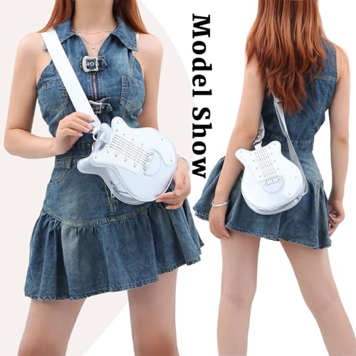 SUKUTU Guitar Shaped Shoulder Bag for Women Rivet Creative Crossbody Handbag Music Crossbody Tote3