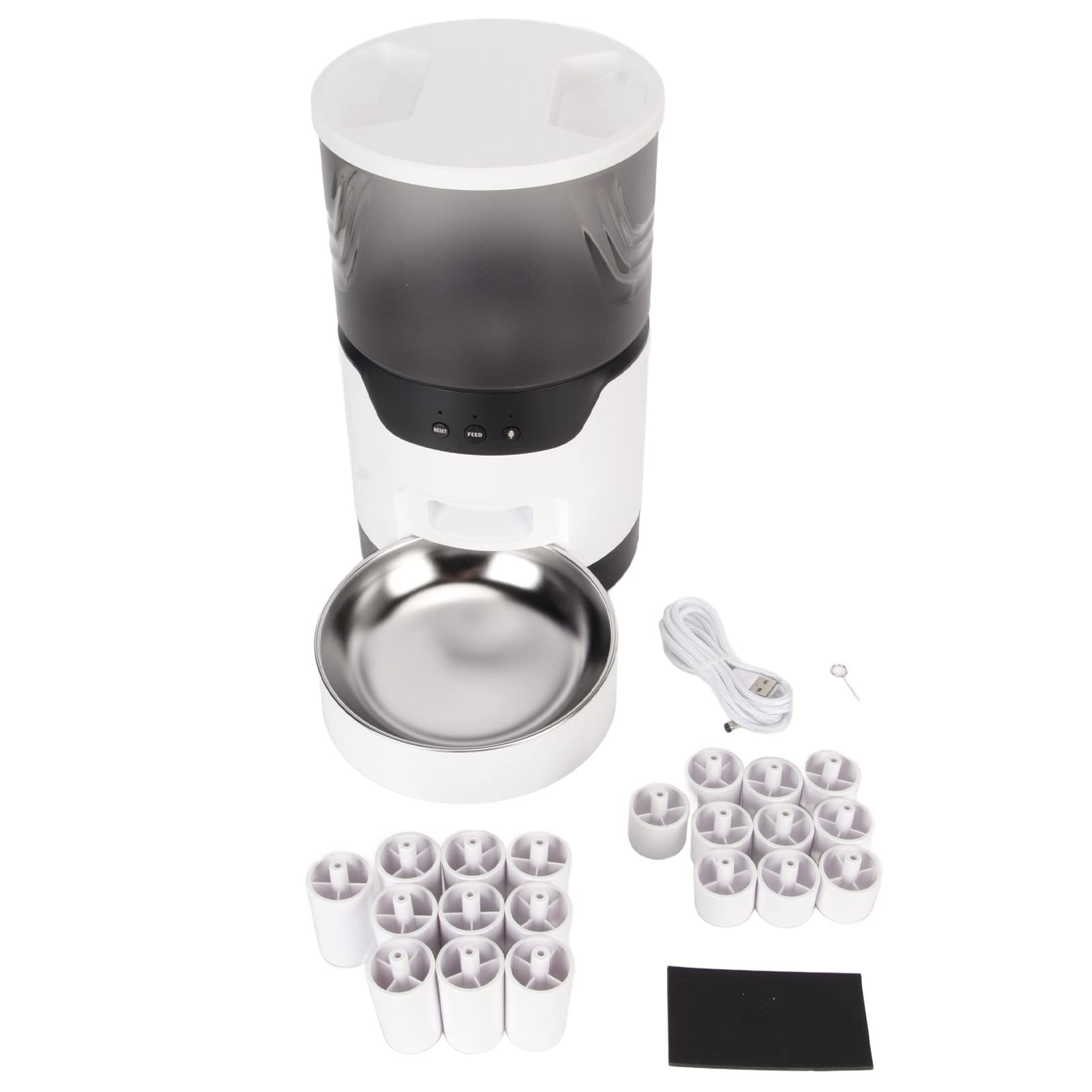 Alimentador Automático para Gatos, Dispensador Inteligente de Comida para Mascotas con Aplicación, Control por Voz, Grabadora para Gatos y Perros, Acero Inoxidable 304, Capacidad de 3L