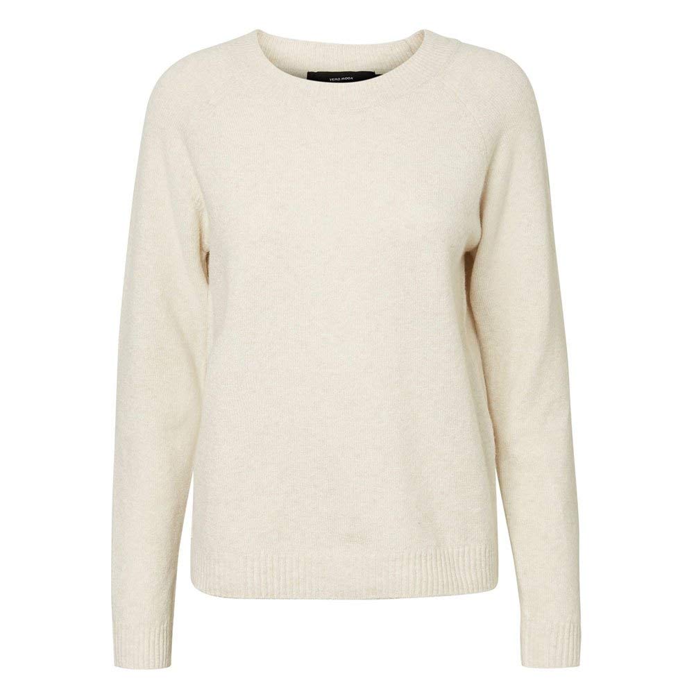 VERO MODA Women's Vmdoffy LS O-Neck Blouse Ga Noos Sweater, Birch/Detail: Melange, XXL