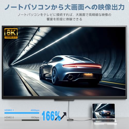 FDBRO USB Type C HDMI 変換ケーブル 8K@60Hz 4K@120Hz 【単方向通信】 HDMI 2.1規格 48Gbps HDR 3D USB C HDMI 変換アダプタ Thunderbolt 3/4 互換 Macbook/iPhone 15 Pro/XPS 17/iMac/iPad Pro などに対応 (グレーとブラック, 3m)