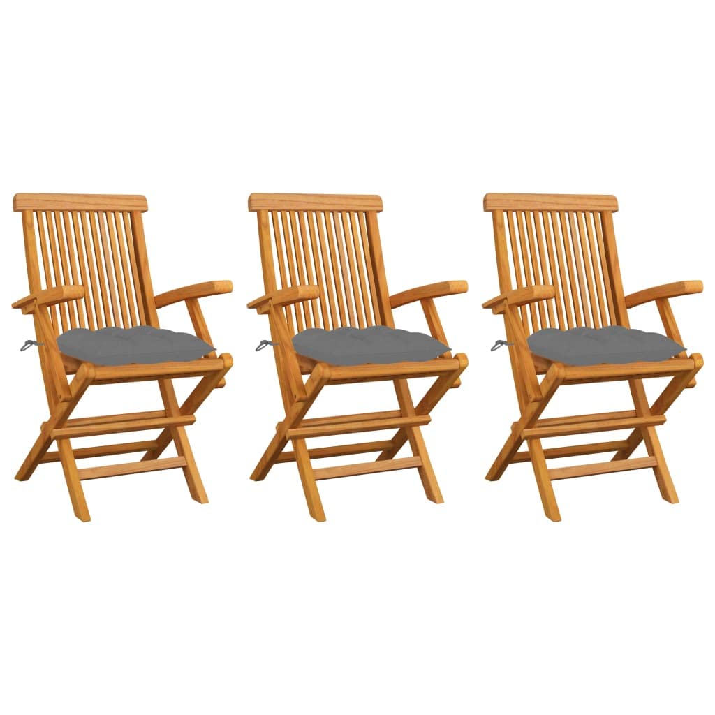 Fauteuil de jardin en teck massif et ses coussins gris haut de gamme
