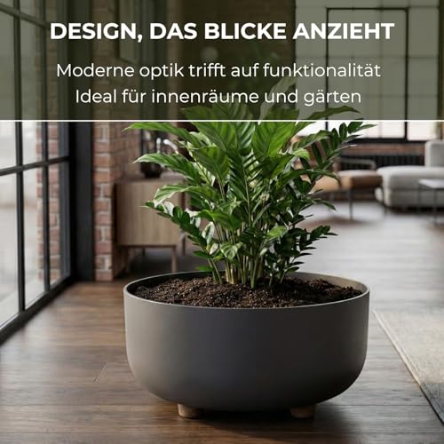 LAMELA Kunststoff Blumentopf rund mit Füßen, Ø 30 cm, 7,7 L - Anthrazit – Ansicht 3