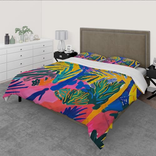 Ensemble de literie luxe microfibre 135x200 cm motif plante multicolore