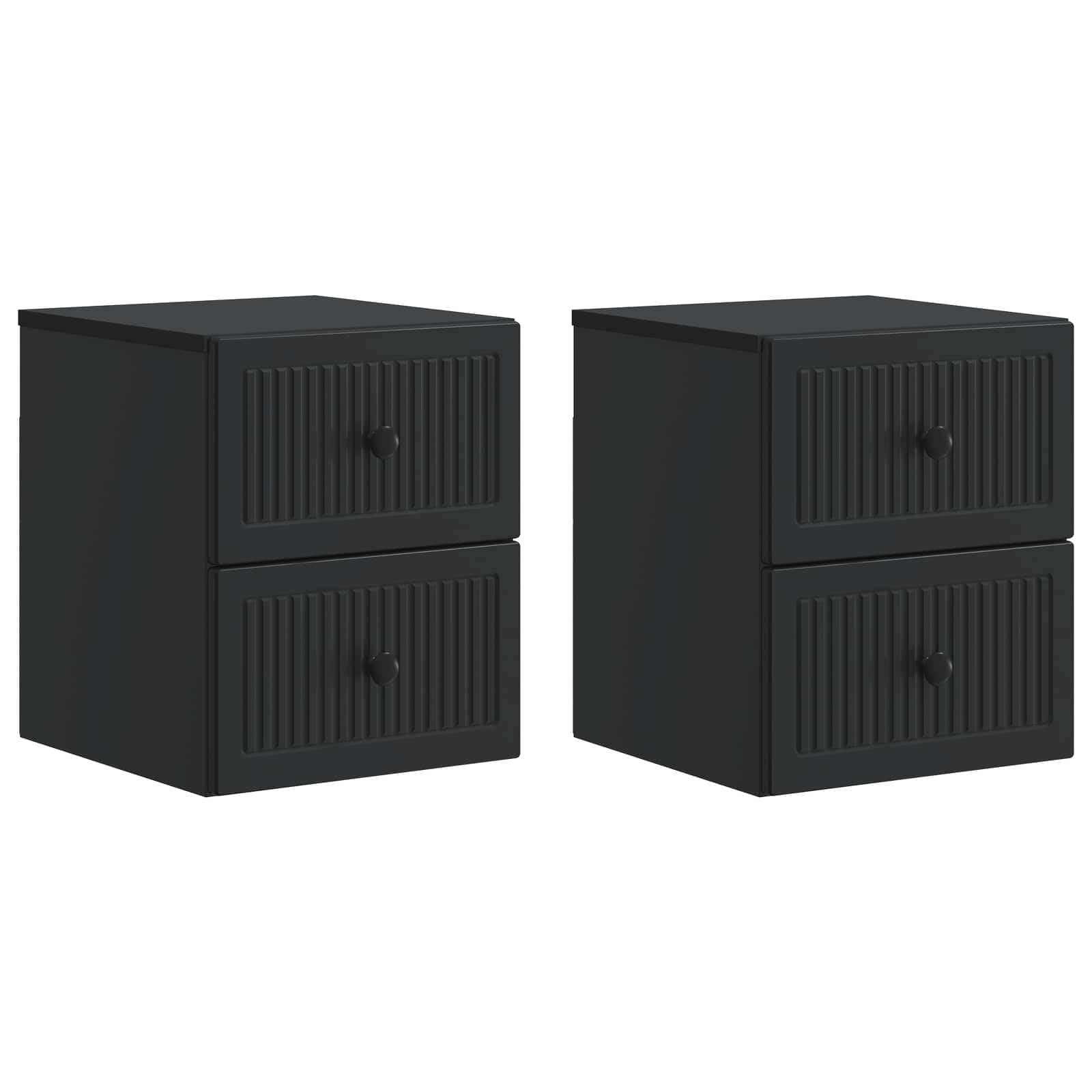 Table de chevet murale noire 33x40 cm lot de 2 avec 4 tiroirs pour chambre