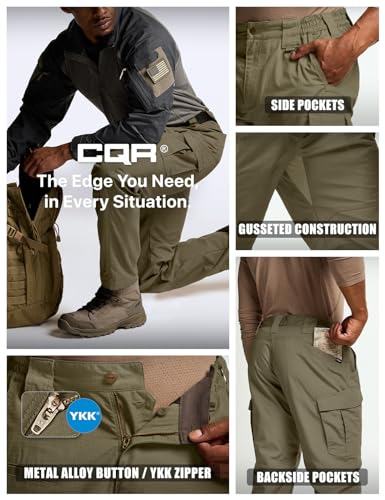 Image of CQR Men's Tactical Pants, Water Resistant Ripstop Cargo Pants, Lightweight EDC Work Hiking Pants, Outdoor Apparel