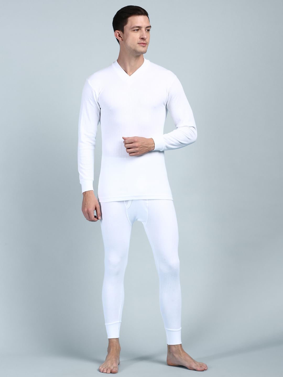 Lux Parker Men's White V Neck Cotton Thermal Set (Size : 90cm) - Image 6 thumbnail