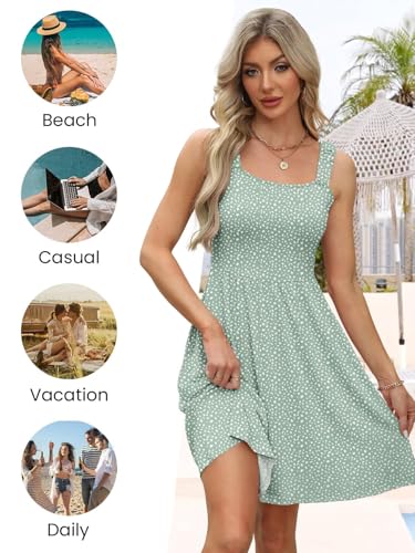 Image of QACOHU Summer Dresses for Women 2026 Sleeveless Square Neck Sundress with Pockets Casual Tank Beach Floral Boho Maxi Dress
