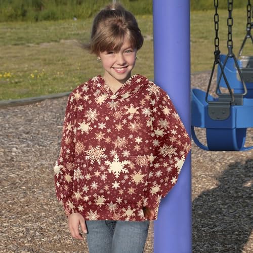 Kids Hoodies Sweaters Christmas Xmas Snowflake Hooded Sweatshirts with Big Pockets for Boys Girls B04000814